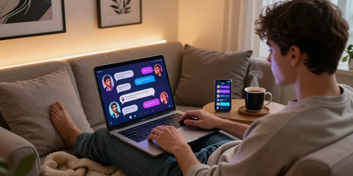 Immersive nsfw ai chat experience with engaging character interactions in a cozy setting.