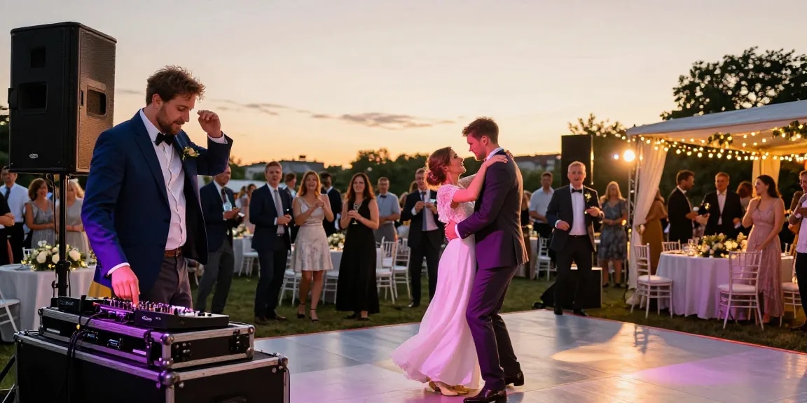 Professioneller DJ für Hochzeit in Berlin, der für eine festliche Stimmung sorgt.