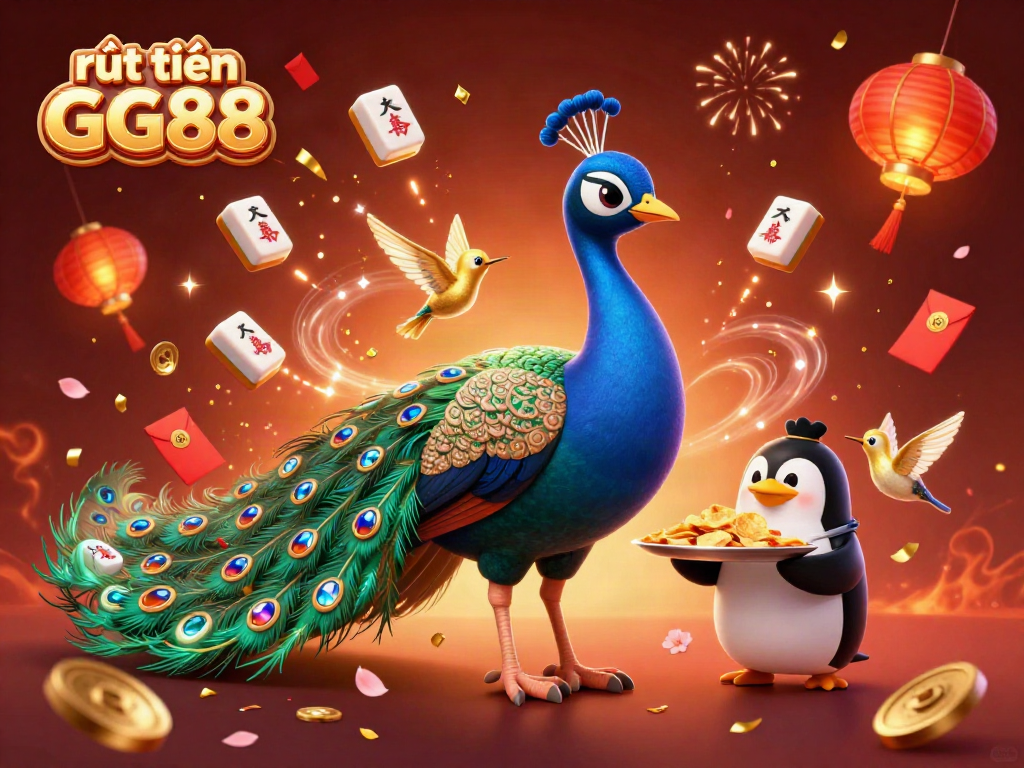 Experience rút tiền GG88 with a stunning 3D casino scene featuring vibrant characters and festive elements.
