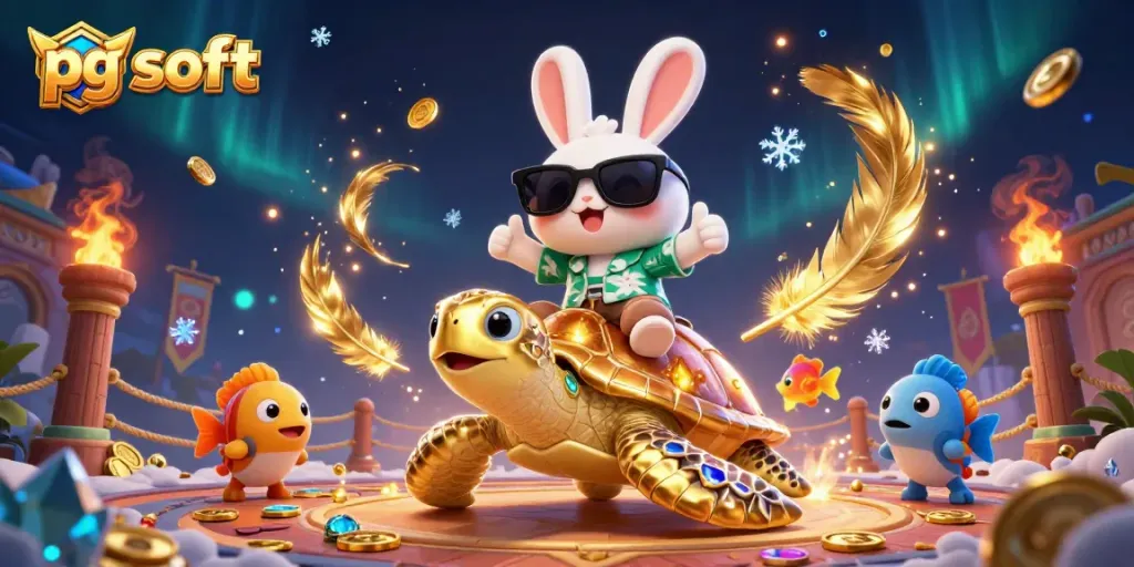 Spin to win with pg soft's vibrant magical slot world featuring a lucky rabbit and golden turtle.