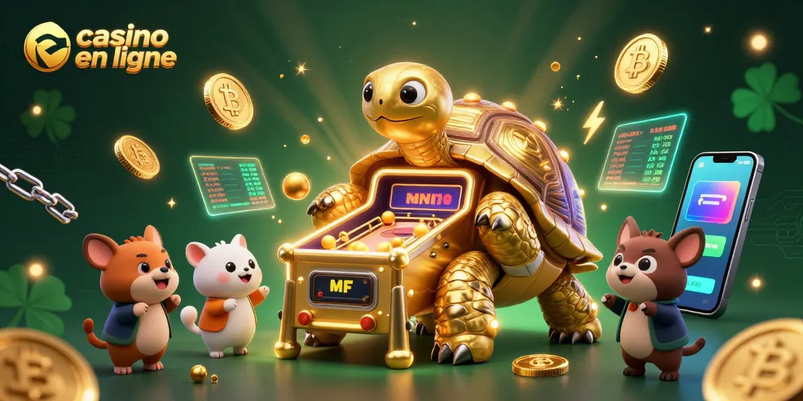 Découvrez l'univers captivant du casino en ligne avec une tortue géante transformée en machine à sous flamboyante.