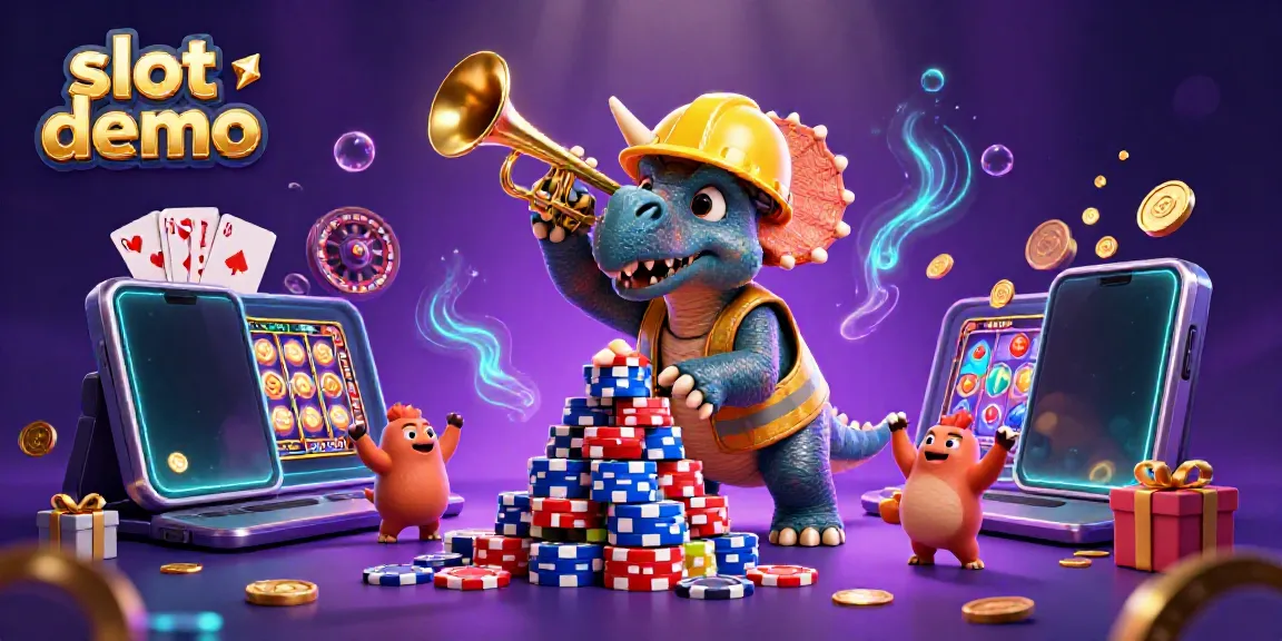 Mencoba slot demo dengan triceratops membangun tumpukan chip poker di kasino.