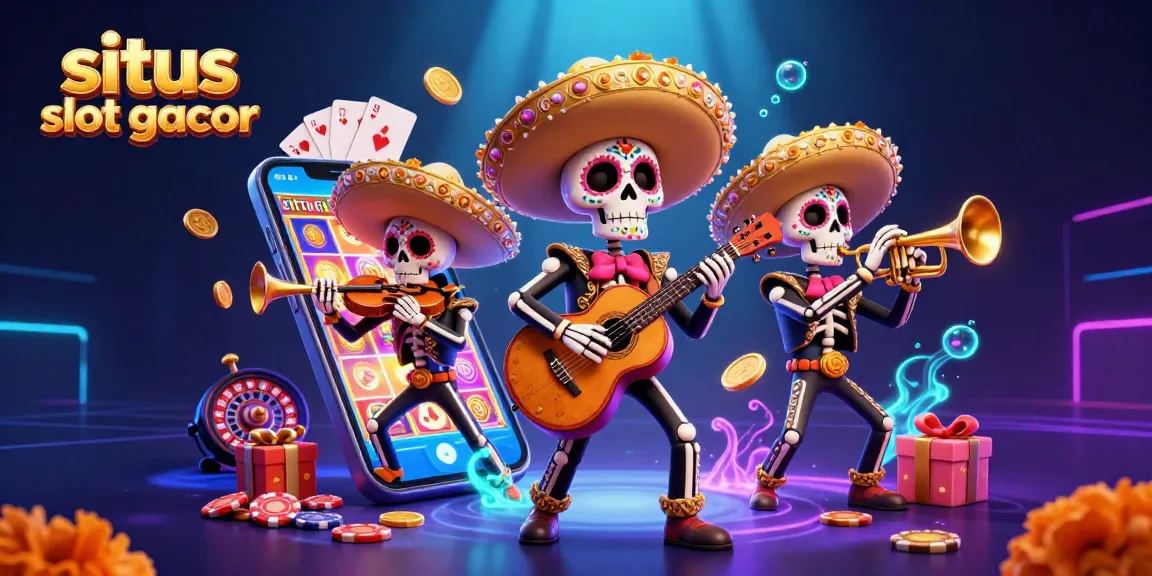 Spin colorful reels at situs slot gacor with animated mariachis and vibrant casino elements.