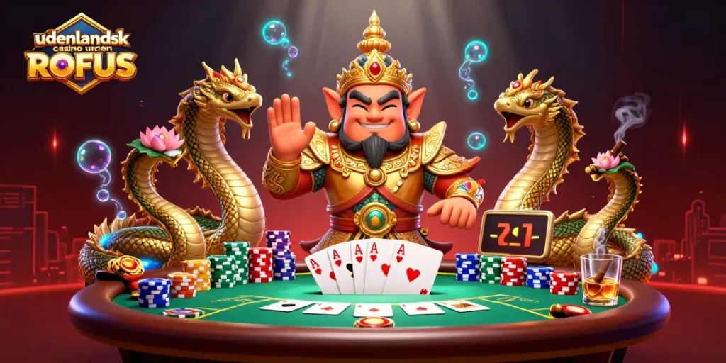 Engage with udenlandsk casino uden ROFUS at this vibrant 3D cartoon illustration depicting lively gaming action.