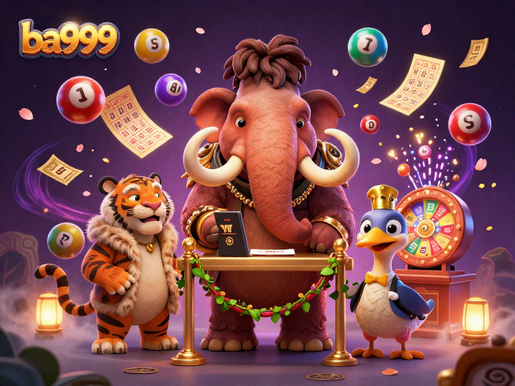 Experience thrilling gaming at ba999 with vibrant lottery elements and lively casino characters.