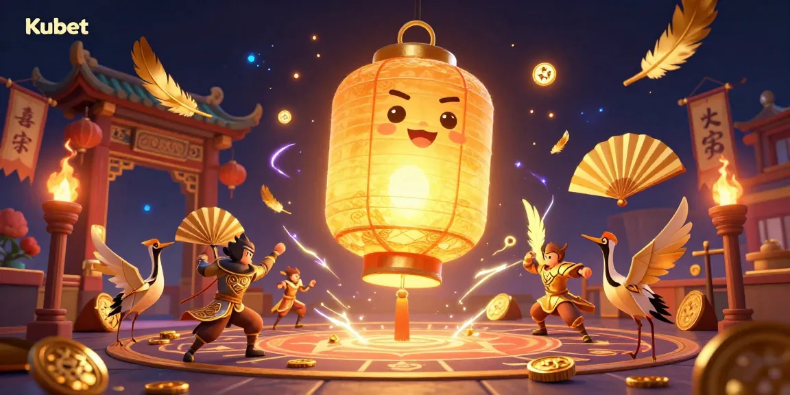 Kubet engages players in a vibrant night market casino setting filled with golden lanterns and immersive gaming elements.