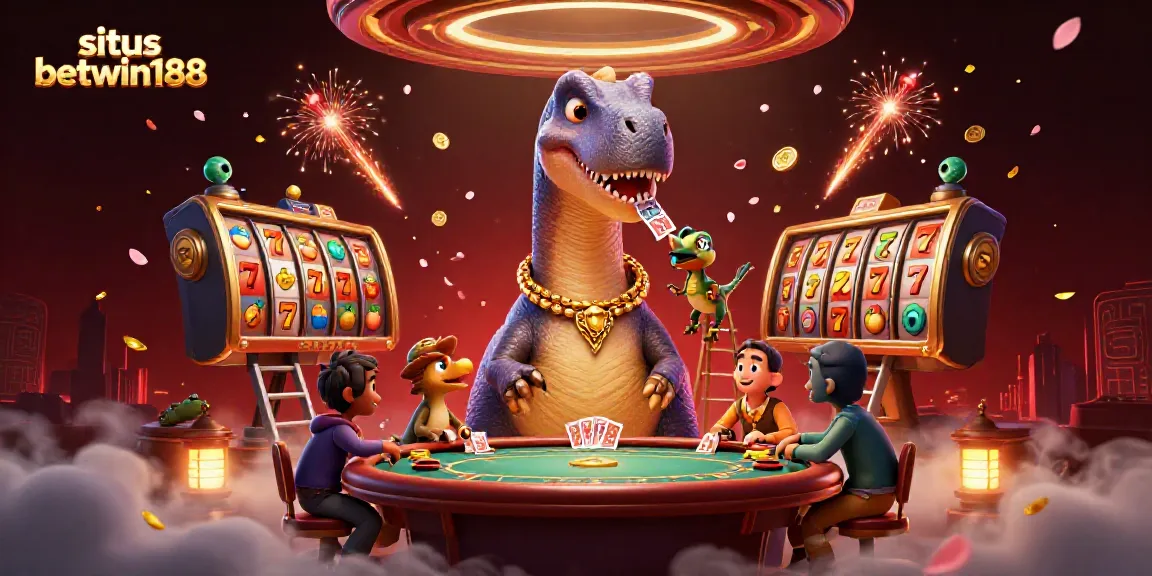 Akses situs betwin188 yang memikat dengan ilustrasi 3D brontosaurus dan raptor di dunia kasino