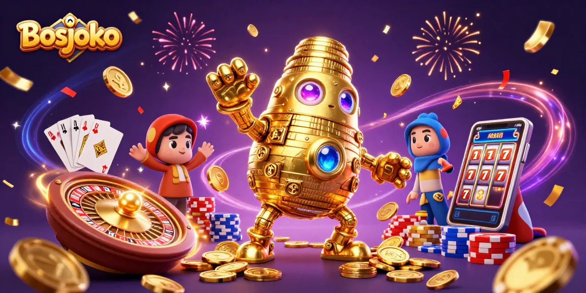 Bosjoko showcases engaging gameplay with a shiny golden golem and thrilling casino elements.