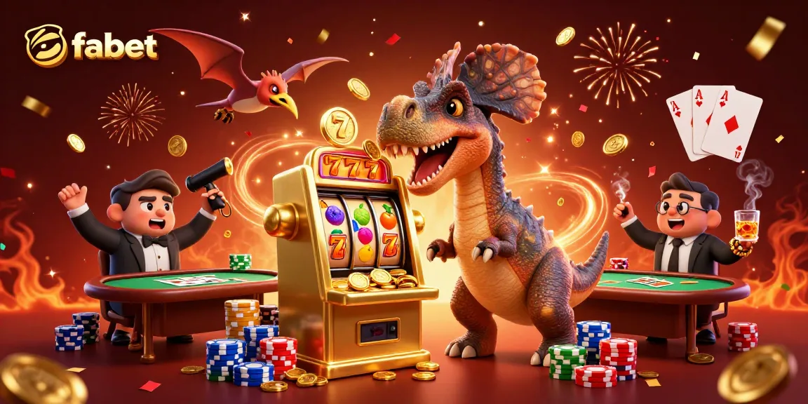 Experience fabet's thrilling jackpot moments with a playful dinosaur scene in an exciting casino.
