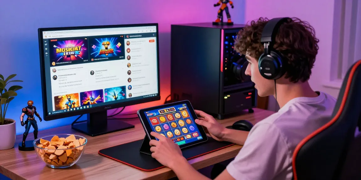 Player immersed in KING999 slot gaming at home with vibrant lights and gaming paraphernalia.