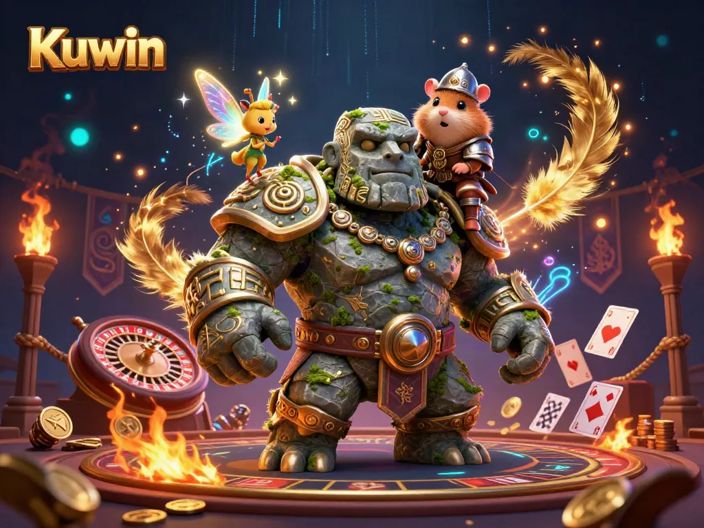 Kuwin's immersive casino experience with characters in a vibrant 3D dynamic scene.
