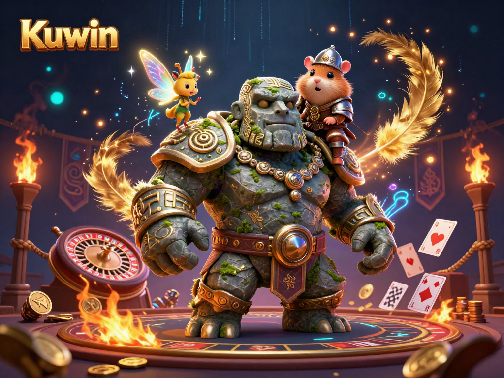 Kuwin's immersive casino experience with characters in a vibrant 3D dynamic scene.