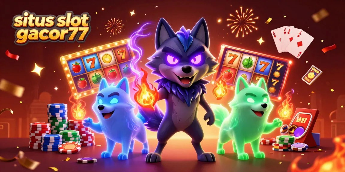 Join the excitement at situs slot gacor77, featuring dynamic slot reels and captivating casino elements.