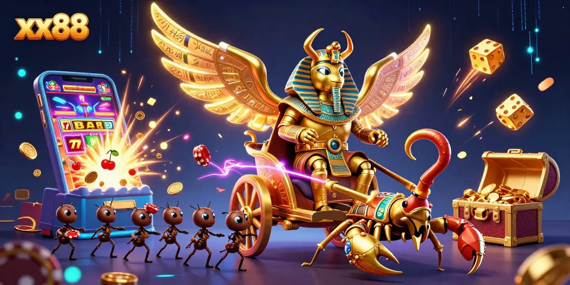 Engage in thrilling gameplay at xx88 with 3D illustrations showcasing the exciting online casino experience.
