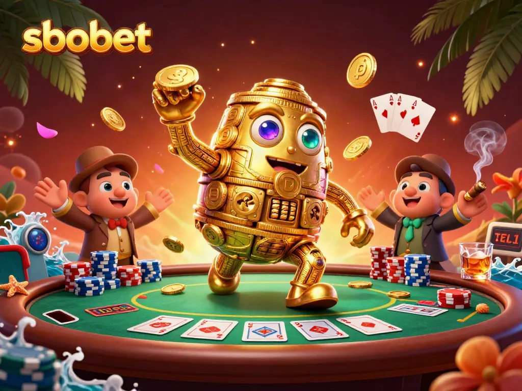 Engage with sbobet's dynamic sports betting atmosphere through a captivating 3D casino illustration.