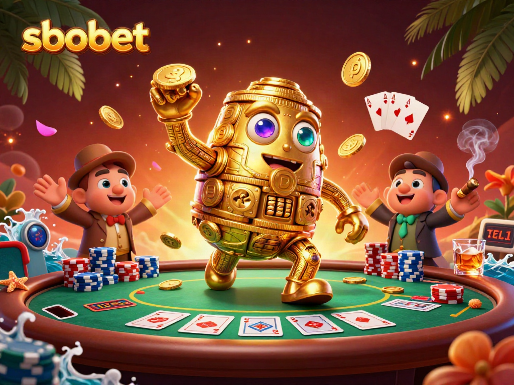 Engage with sbobet's dynamic sports betting atmosphere through a captivating 3D casino illustration.