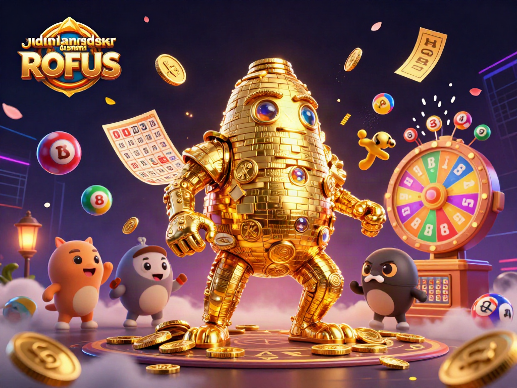 Engage with exciting udenlandske casinoer uden ROFUS in a lively gambling scene featuring a golden golem and lottery elements.