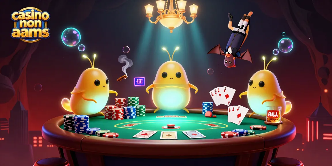 Giocatori illuminano il casino non AAMS con i loro tassi bioluminescenti, immersi in un'atmosfera vivace e avventurosa.