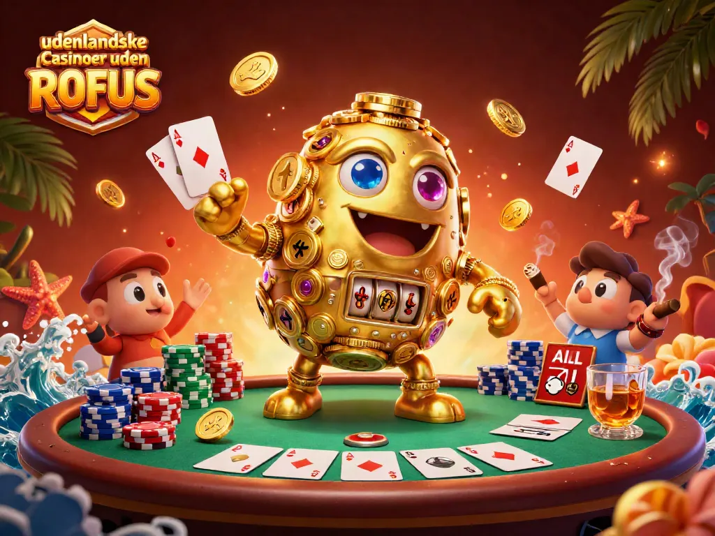 Engage with udenlandske casinoer uden ROFUS through this vibrant 3D casino illustration showcasing gaming excitement.