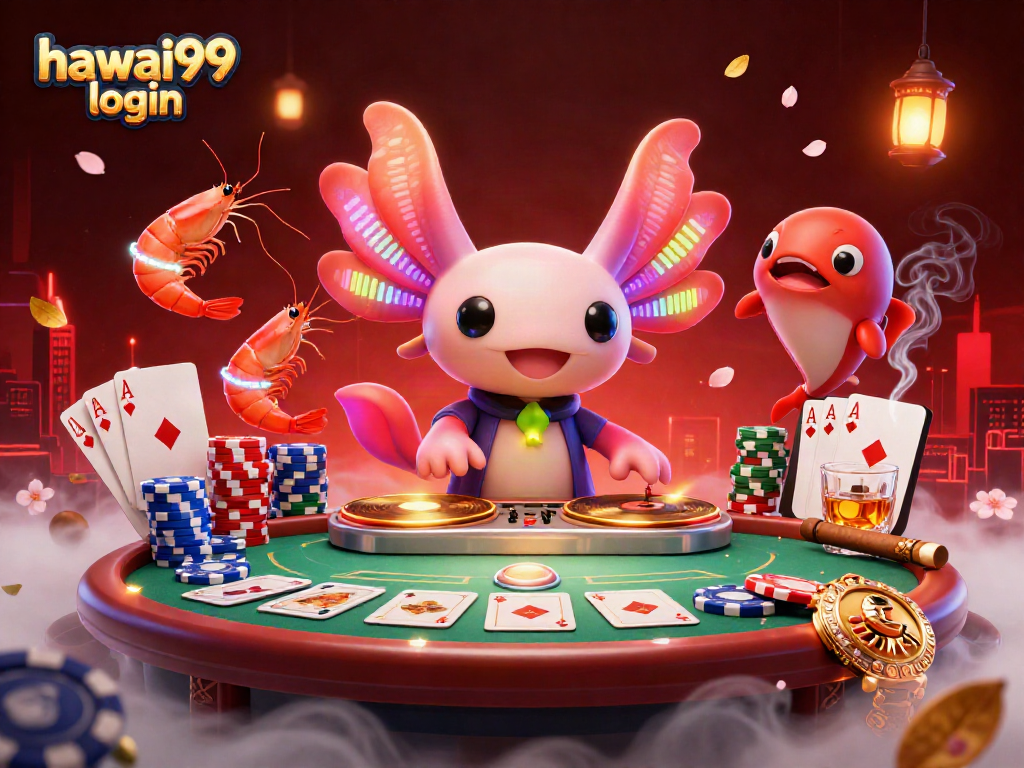 Experience the electrifying hawai99 login scene with vibrant characters at a poker game.