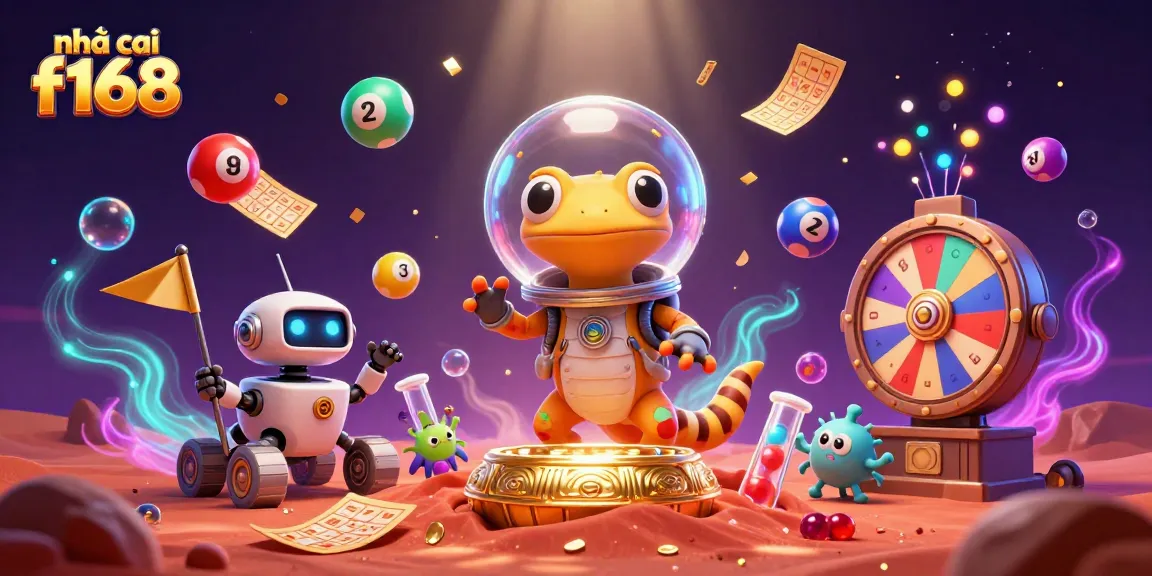 Engage in vibrant gaming fun at nhà cái f168 featuring an animated casino scene filled with lottery games.