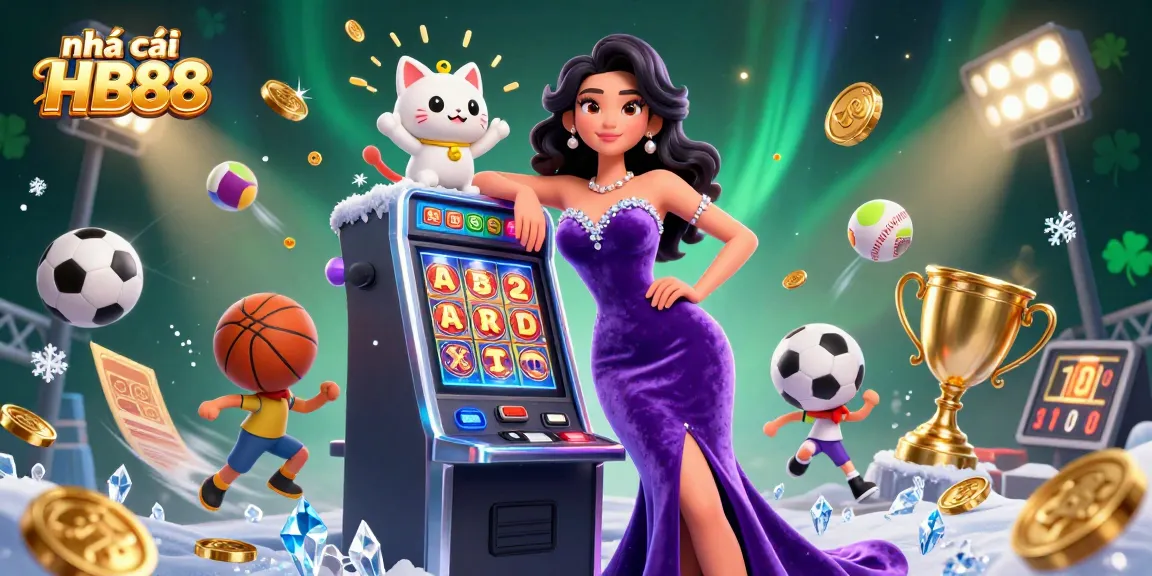Experience the thrill of nhà cái HB88 with a stunning jackpot scene featuring a glamorous woman and a fortune cat.