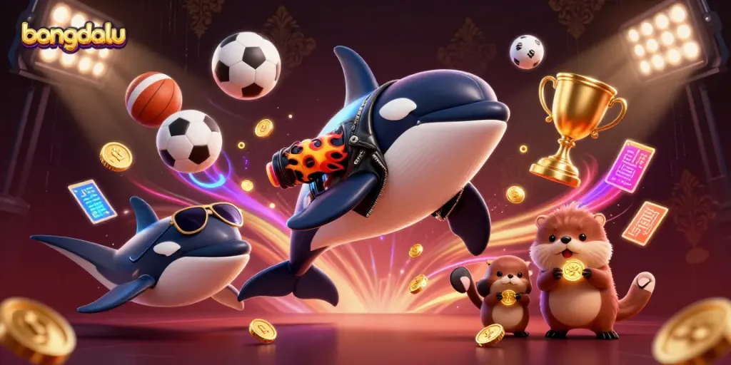 Bongdalu showcases a vibrant sports betting scene with cartoon characters and dynamic game elements.