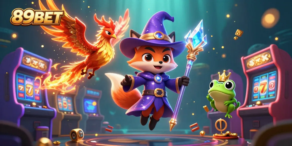 Engage with 89BET's vibrant casino atmosphere in a dynamic 3D illustration featuring magical characters.