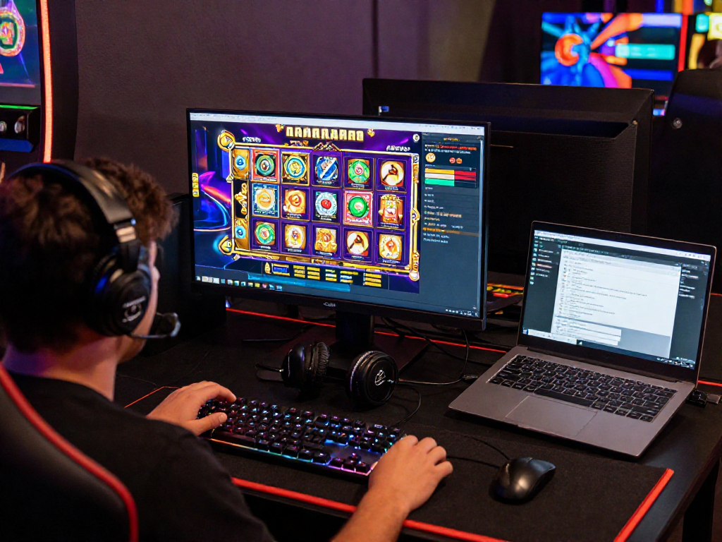 Engaged player enjoying situs slot gacor games at a modern gaming setup.