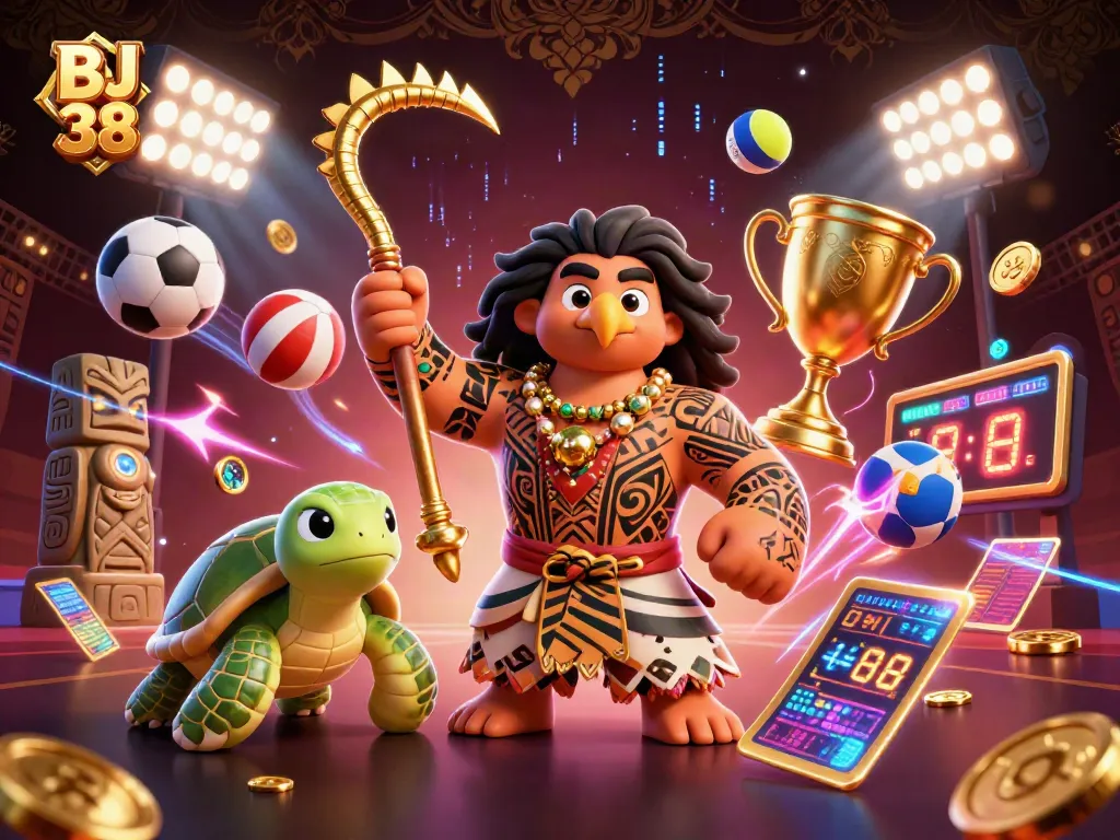 Engage in exciting gaming adventures at BJ 38, featuring vibrant characters and dynamic sports elements.