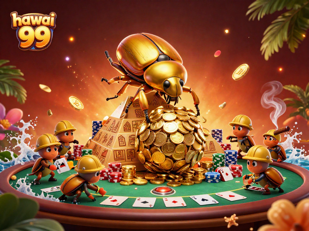 Engage with hawai 99's lively casino atmosphere as golden beetles roll winnings in style.