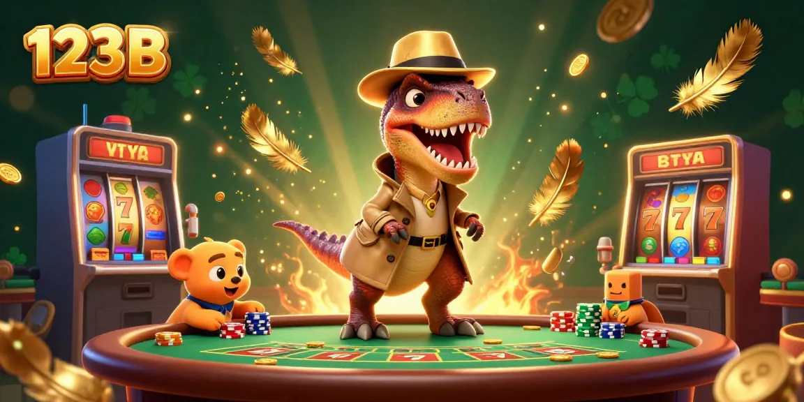 Experience thrilling Blackjack with 123B at a casino table featuring fantastical characters.