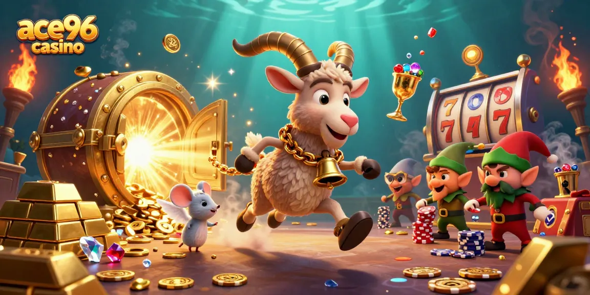 Experience dynamic gaming with ace96 casino in a vibrant, action-filled 3D illustration.