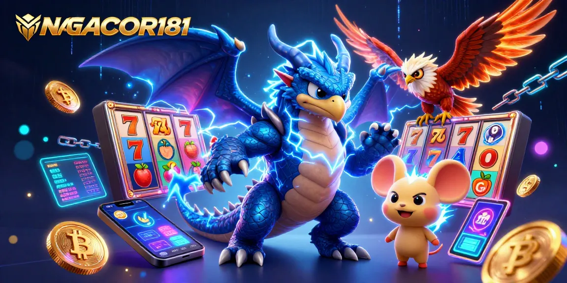 Experience the thrilling excitement of NAGACOR181 with vibrant slot reels and dynamic characters.