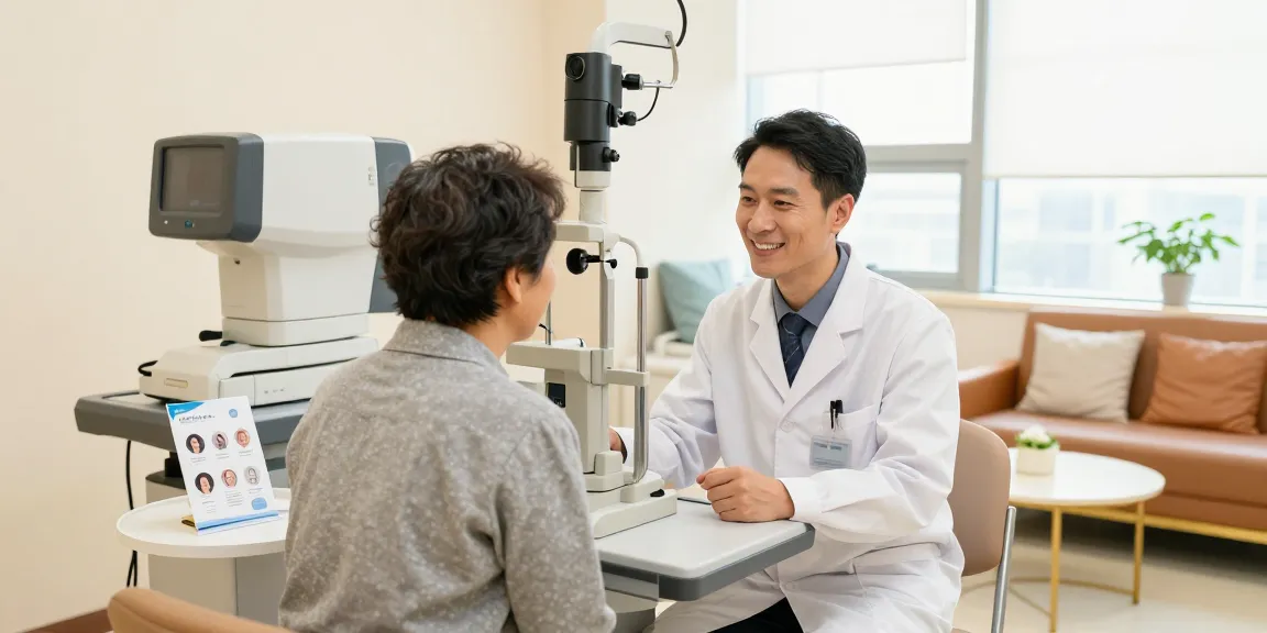 SNU Eye Clinic: Patient and ophthalmologist discussing personalized vision correction options in a modern eye care facility.