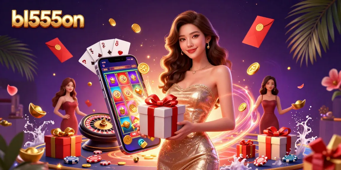 Experience the thrill of winning at bl555on with a glamorous casino scene rich in festive elements.