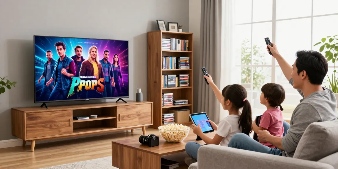 This IPTV comparison showcases a family enjoying their subscription in a cozy living room.