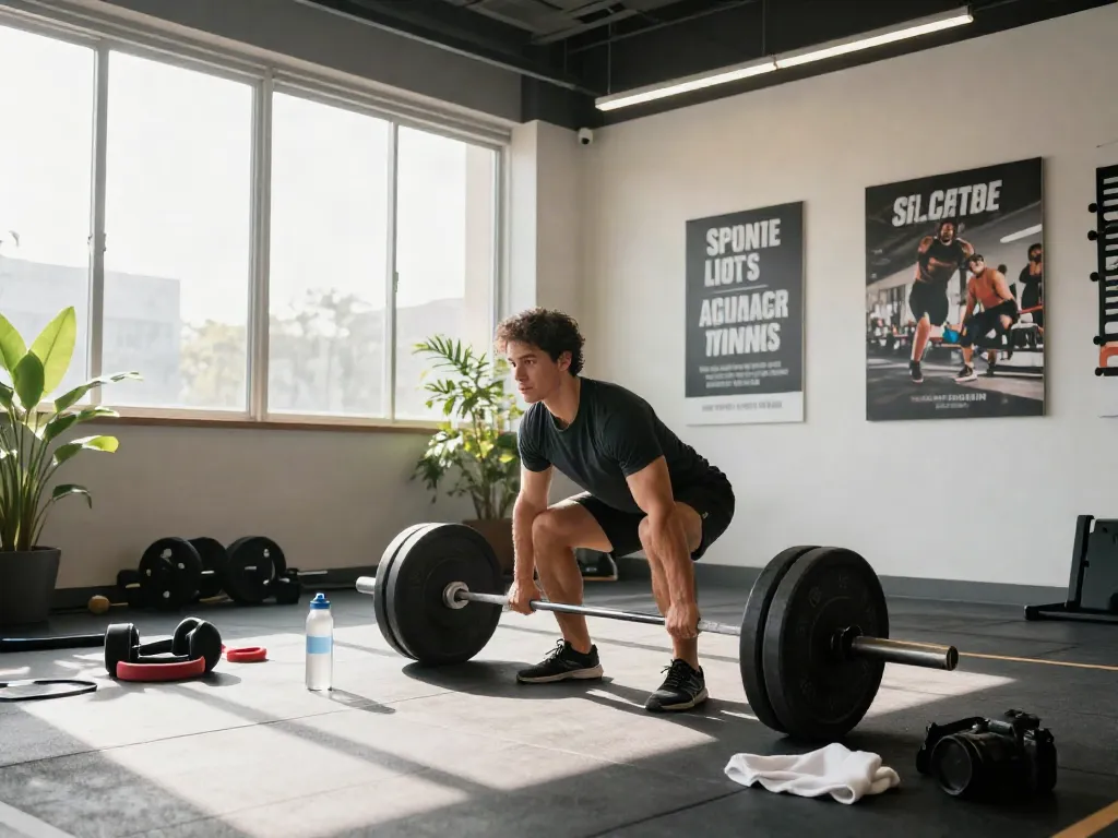 Focused athlete performing deadlifts in bright gym, embodying the principles of comprare steroidi orali for strength and health.