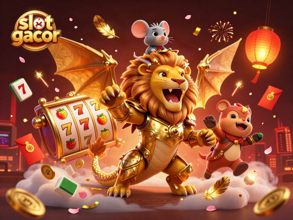 Experience thrilling slot gacor action with golden armored chimera and vibrant game elements.