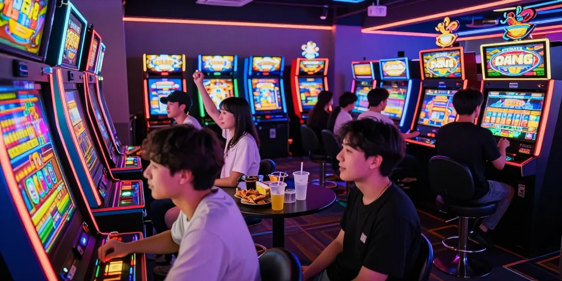Engaged players enjoying a thrilling slot88 gaming competition in a vibrant arcade atmosphere.