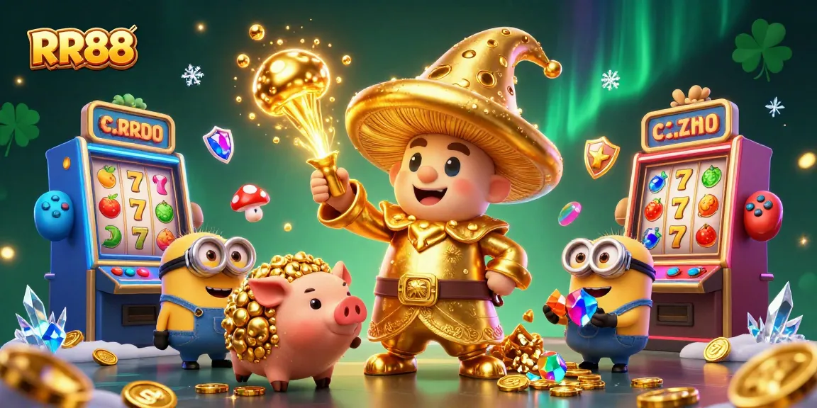 RR88 slots showcase magical treasures, with golden mushrooms and dynamic game elements.