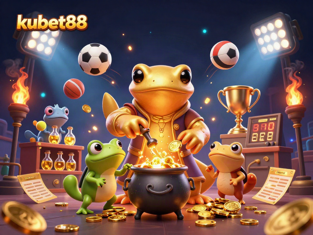 Engage with kubet88 for thrilling sports betting experiences in a vibrant 3D illustration.