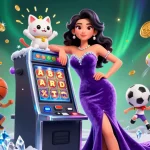 Experience the thrill of nhà cái HB88 with a stunning jackpot scene featuring a glamorous woman and a fortune cat.