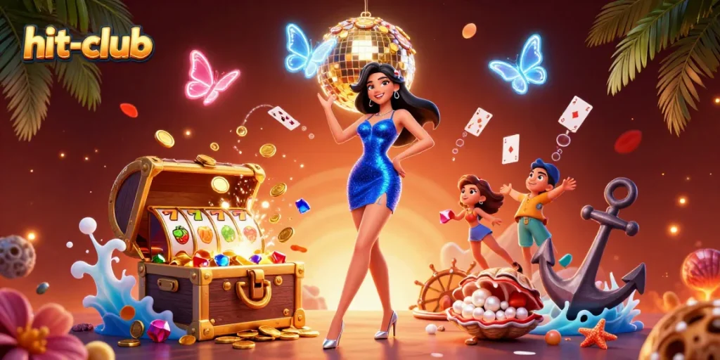 Experience vibrant gaming excitement with hit-club's dynamic casino atmosphere featuring colorful slots and lively characters.