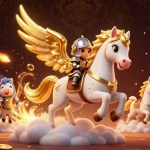 ポーカーオンラインを楽しむ3Dキャラクターたちが集結した賑やかなシーン。