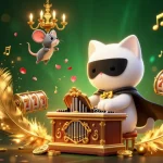 SC88 players spin jackpot reels in a vibrant casino scene with a musical twist.