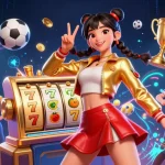 Engaging slot depo 5k illustration capturing vibrant action with slot reels, jackpot symbols, and dynamic gaming elements.