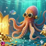 Engage with the thrilling treasures of 789winbiz amidst a fantastical ocean scene of vibrant colors and rich casino elements.
