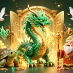 Play exciting casino games at GK88 with a vibrant dragon and treasures in a stunning 3D illustration.