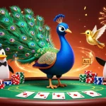 Engage with the slot resmi excitement through this colorful 3D casino scene showcasing gem-feathered characters interacting with vibrant casino elements.